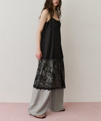 【予約】ボタンディテールサテンレースキャミチュニック