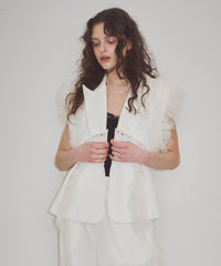 【予約10%OFF】【J1U by LA BELE ETUDE】2WAYボリュームギャザーチュールノースリーブジャケット