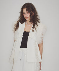 【予約10%OFF】【J1U by LA BELE ETUDE】2WAYボリュームギャザーチュールノースリーブジャケット