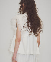 【予約10%OFF】【J1U by LA BELE ETUDE】2WAYボリュームギャザーチュールノースリーブジャケット