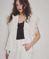 【予約10%OFF】【J1U by LA BELE ETUDE】2WAYボリュームギャザーチュールノースリーブジャケット