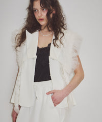 【予約10%OFF】【J1U by LA BELE ETUDE】2WAYボリュームギャザーチュールノースリーブジャケット