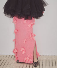 【J1U by LA BELLE ETUDE】メニーリボンニットIラインスカートⅡ