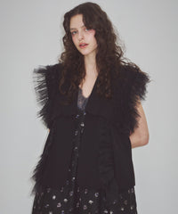 【予約10%OFF】【J1U by LA BELE ETUDE】2WAYボリュームギャザーチュールノースリーブジャケット