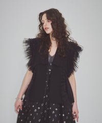 【予約10%OFF】【J1U by LA BELE ETUDE】2WAYボリュームギャザーチュールノースリーブジャケット