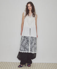 【予約】ボタンディテールサテンレースキャミチュニック