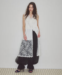 【予約】ボタンディテールサテンレースキャミチュニック