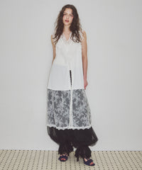 【予約】ボタンディテールサテンレースキャミチュニック