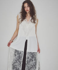 【予約】ボタンディテールサテンレースキャミチュニック