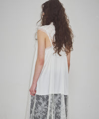 【予約】ボタンディテールサテンレースキャミチュニック