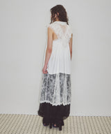 【予約】ボタンディテールサテンレースキャミチュニック