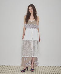 【予約】ボタンディテールサテンレースキャミチュニック