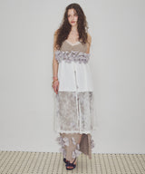 【予約】ボタンディテールサテンレースキャミチュニック