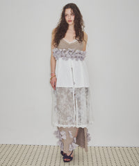 【予約】ボタンディテールサテンレースキャミチュニック