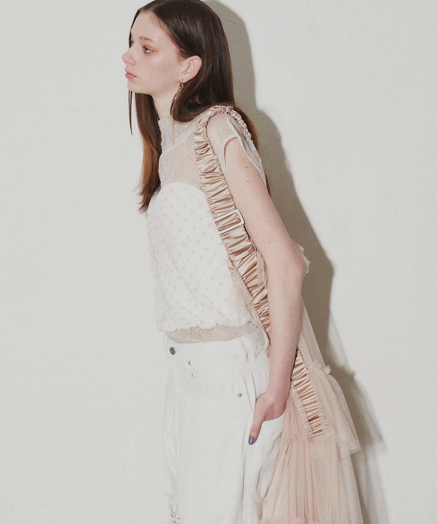 シースルーボリュームチュールジレ　J1U by LA BELLE ETUDE J1U by LA BELLE ETUDE】シースルーボリュームチュールデザイン