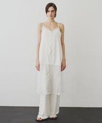 【予約】ボタンディテールサテンレースキャミチュニック