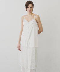 【予約】ボタンディテールサテンレースキャミチュニック