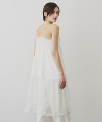 【予約】ボタンディテールサテンレースキャミチュニック