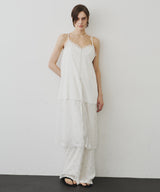 【予約】ボタンディテールサテンレースキャミチュニック