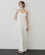 【予約】ボタンディテールサテンレースキャミチュニック