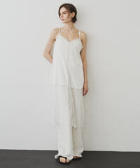 【予約】ボタンディテールサテンレースキャミチュニック