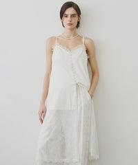 【予約】ボタンディテールサテンレースキャミチュニック