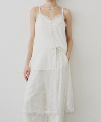【予約】ボタンディテールサテンレースキャミチュニック