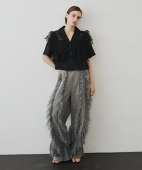 【再入荷】デニム×ギャザーチュールパンツ