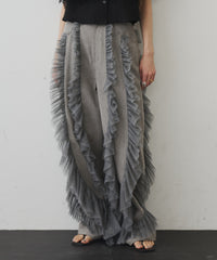 【再入荷】デニム×ギャザーチュールパンツ