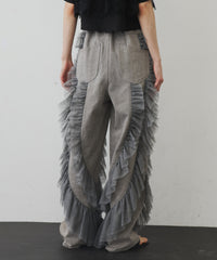 【再入荷】デニム×ギャザーチュールパンツ