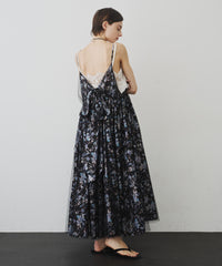 【予約開始待ち】オリジナルフラワー箔プリントBACKリボンキャミワンピース