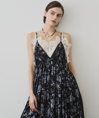 【予約開始待ち】オリジナルフラワー箔プリントBACKリボンキャミワンピース