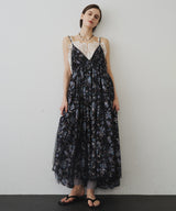 【予約開始待ち】オリジナルフラワー箔プリントBACKリボンキャミワンピース