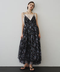 【予約開始待ち】オリジナルフラワー箔プリントBACKリボンキャミワンピース