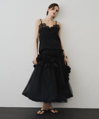 【予約】モチーフレース×サテンキャミ