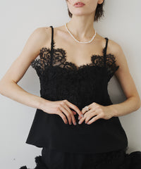 【予約】モチーフレース×サテンキャミ