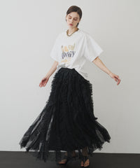 ボリュームチュールタックフリルIラインスカート