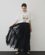 ボリュームチュールタックフリルIラインスカート