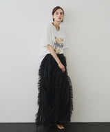 ボリュームチュールタックフリルIラインスカート