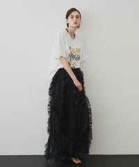 ボリュームチュールタックフリルIラインスカート