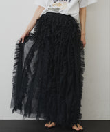 ボリュームチュールタックフリルIラインスカート