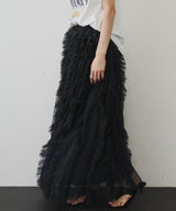 ボリュームチュールタックフリルIラインスカート