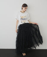 ボリュームチュールタックフリルIラインスカート