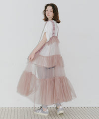 【一部カラー予約】【J1U by LA BELLE ETUDE】シースルーボリュームチュールデザインジレ