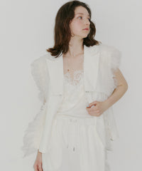 【J1U by LA BELE ETUDE】2WAYボリュームギャザーチュールノースリーブジャケット