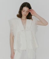 【J1U by LA BELE ETUDE】2WAYボリュームギャザーチュールノースリーブジャケット