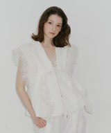 【J1U by LA BELE ETUDE】2WAYボリュームギャザーチュールノースリーブジャケット