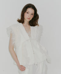 【J1U by LA BELE ETUDE】2WAYボリュームギャザーチュールノースリーブジャケット