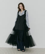 【予約】ボタンディテールサテンレースキャミチュニック