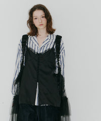 【予約】ボタンディテールサテンレースキャミチュニック